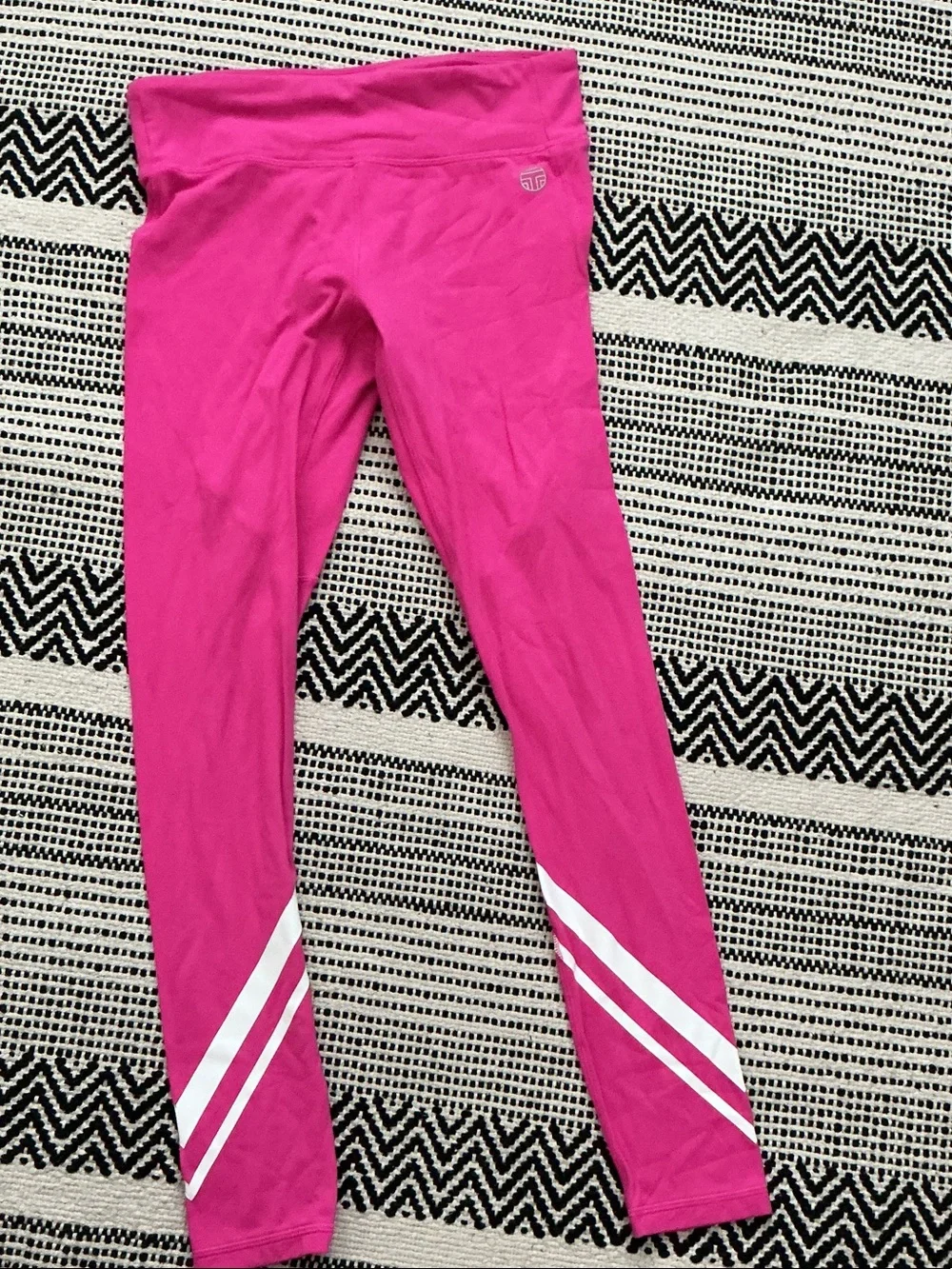 Tory Burch sport Hot Pink' Leggings with White Diagonal Stripes - Picture 2 of 5